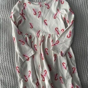 Cat & Jack White Dress with Red Candy Cane Print